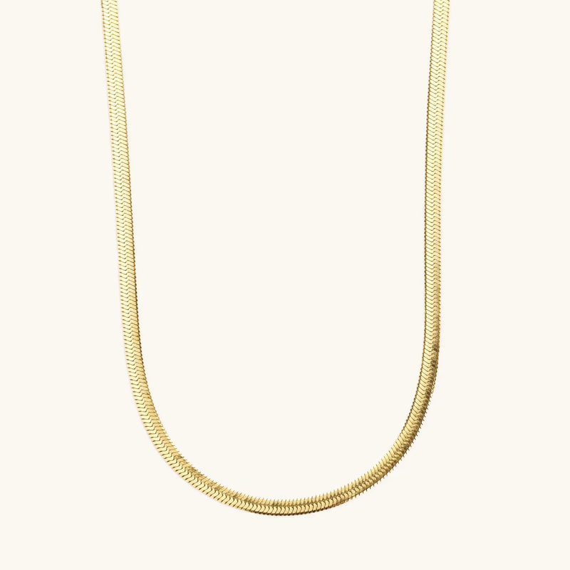 Gold Herringbone Necklaces - Stainless Steel 3MM