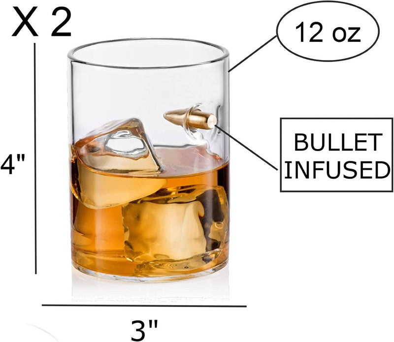 Unique Whiskey Glass Cool Drinking Glasses 12 oz