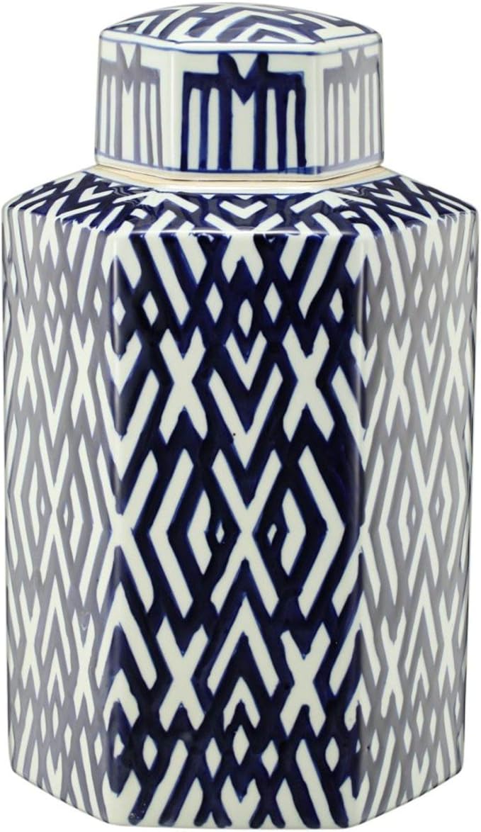 Blue & White Square Tea Jar