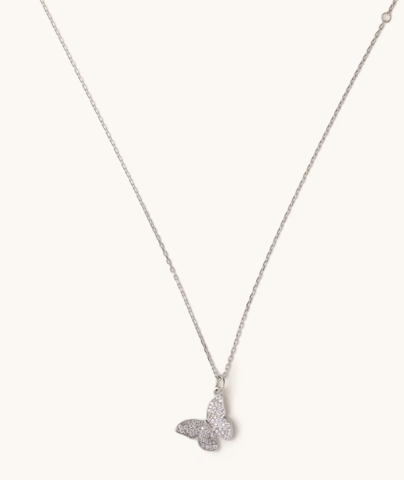 Silver Crystal Butterfly Adjustable Necklace