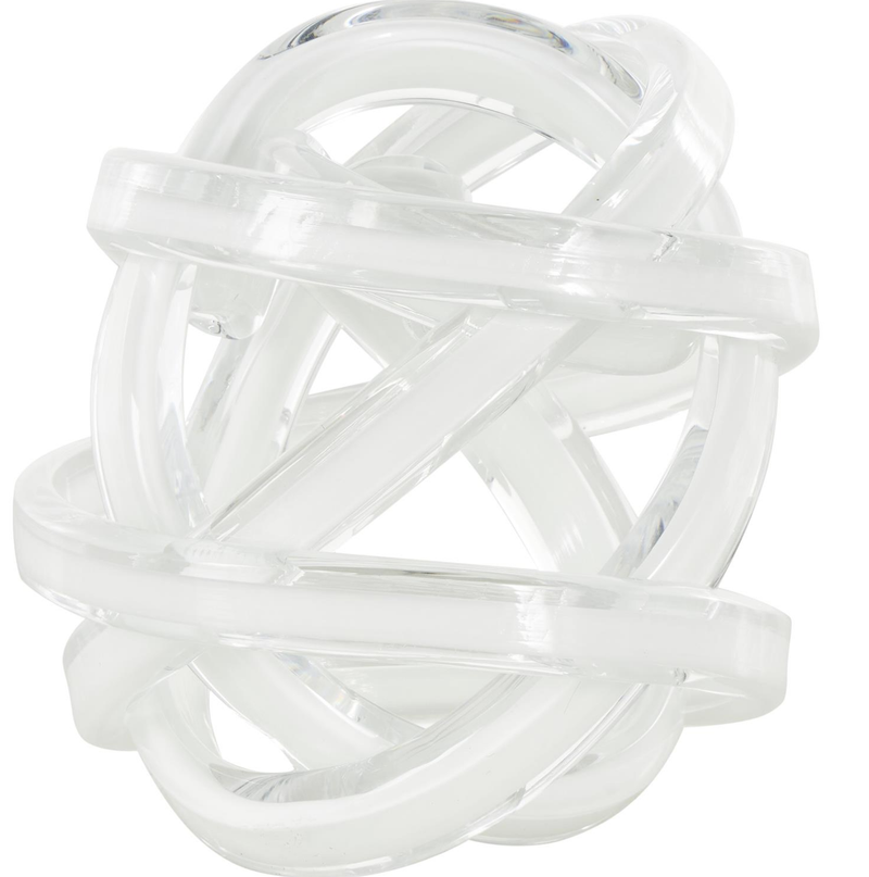 White Glass Knot Twisted Sculpture