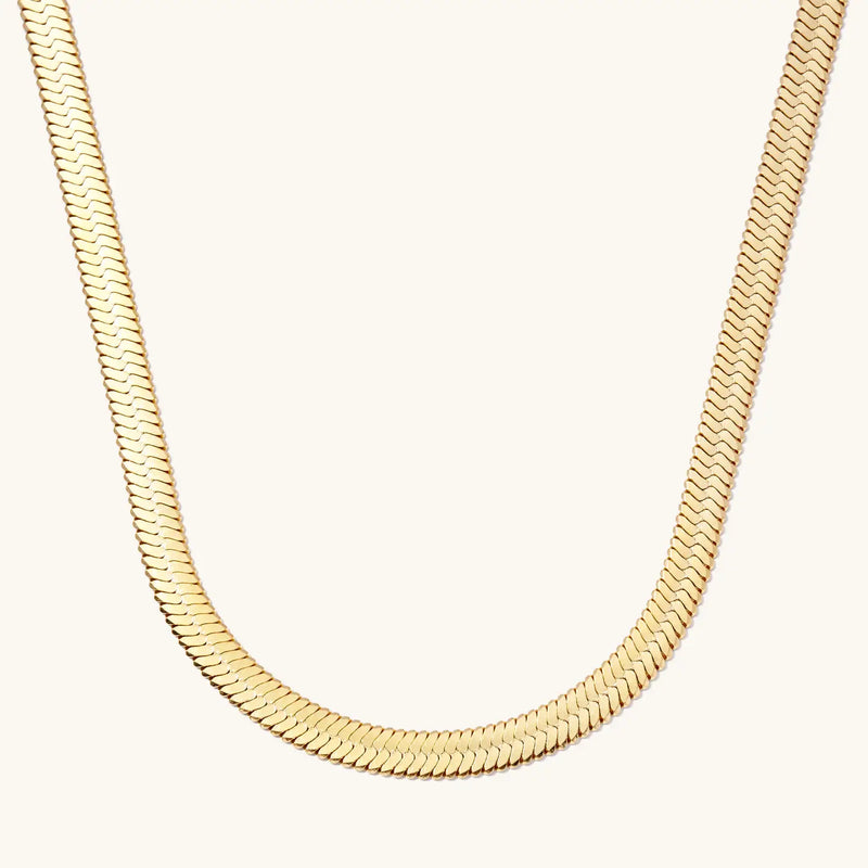 Gold Herringbone Necklace - Stainless Steel 5mm