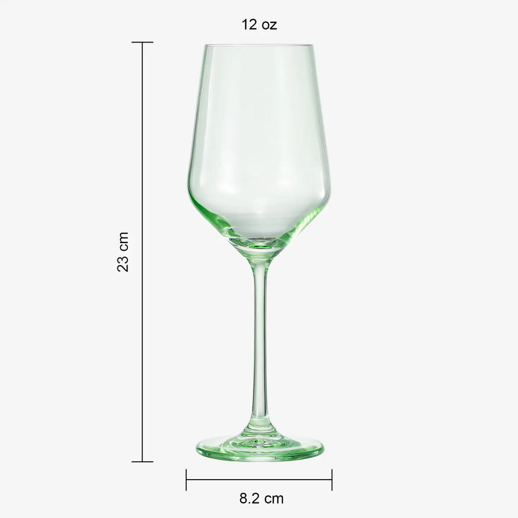 Colored Crystal Wine Glasses, Set of 2, Green 12oz