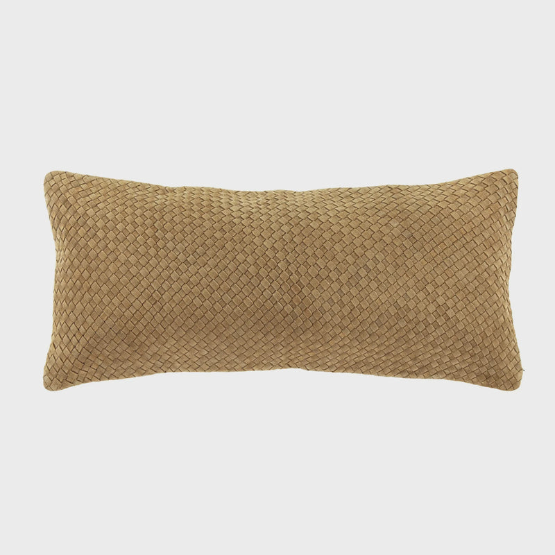 Woven Suede Lumbar Pillow, 30x14