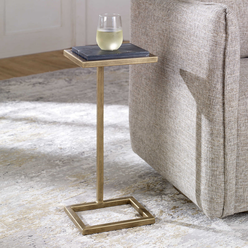 Marble Martini Table - Black & Gold