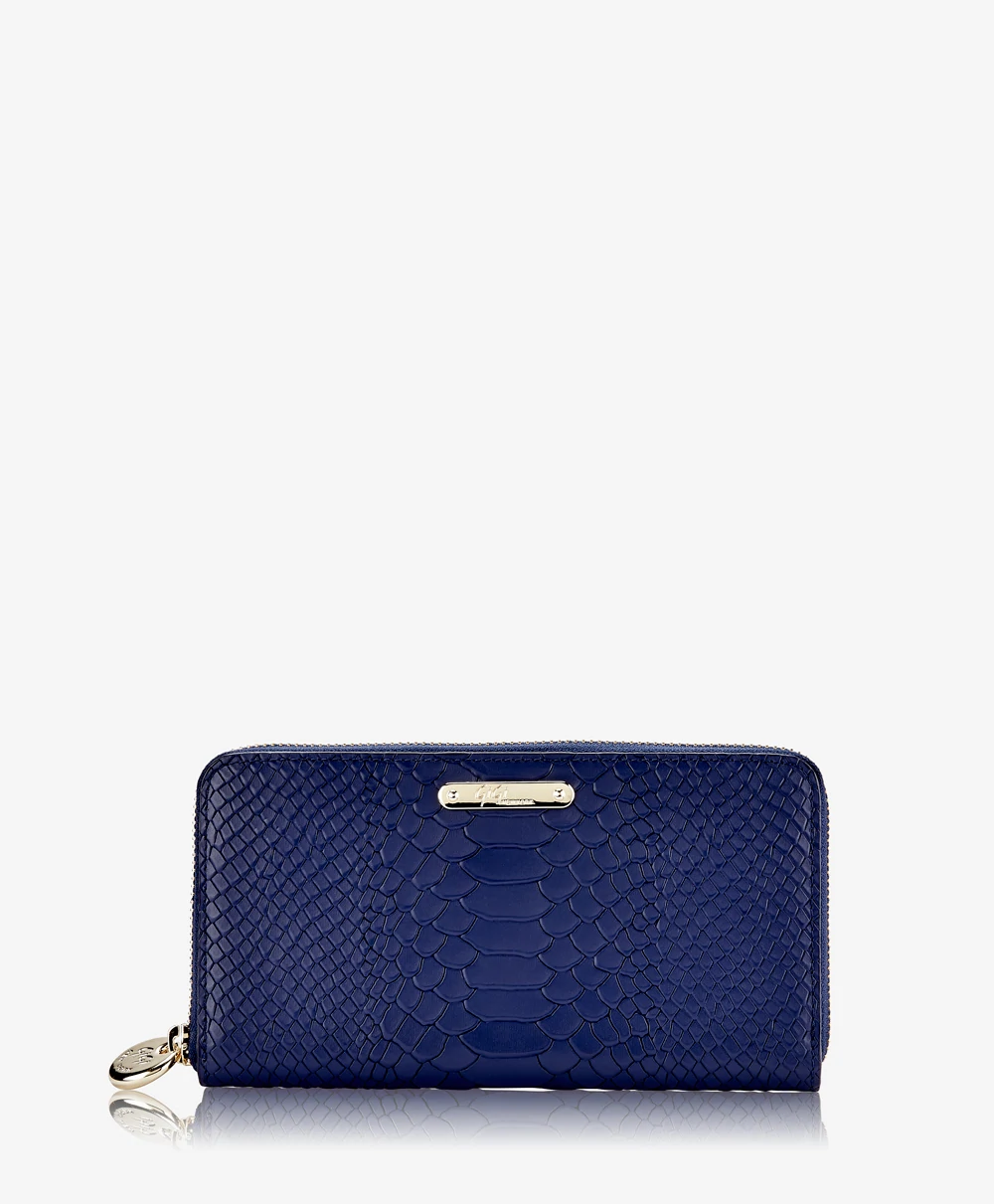 Embossed Python Leather Zip-Around Wallet