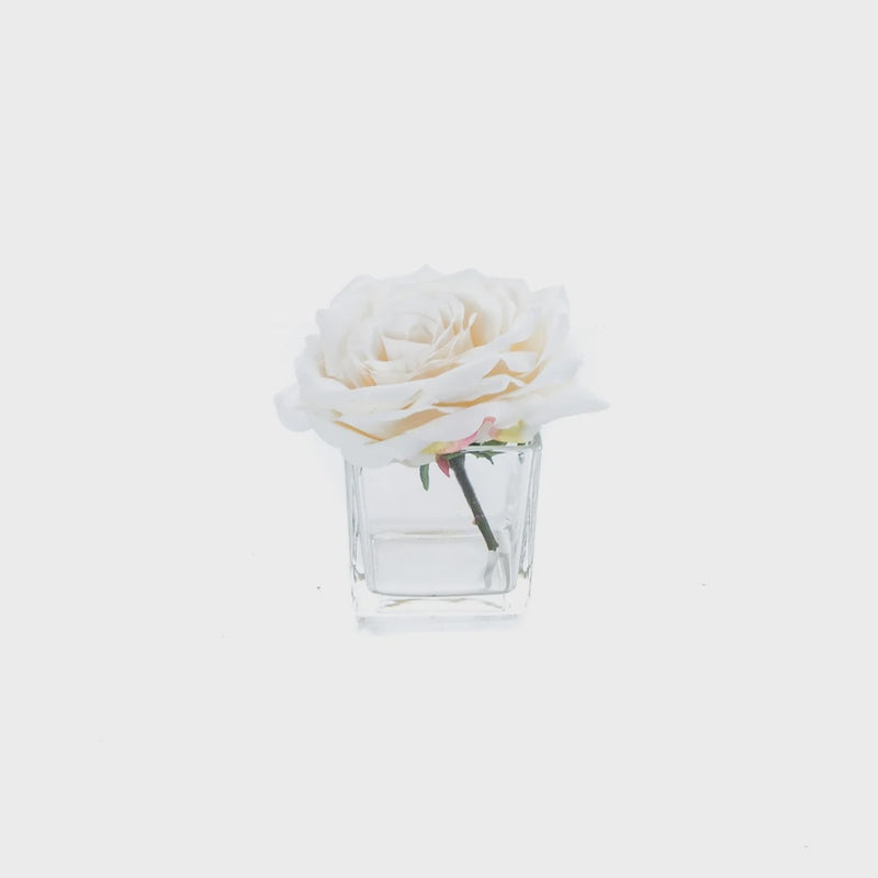 Silk Rose in Clear Glass